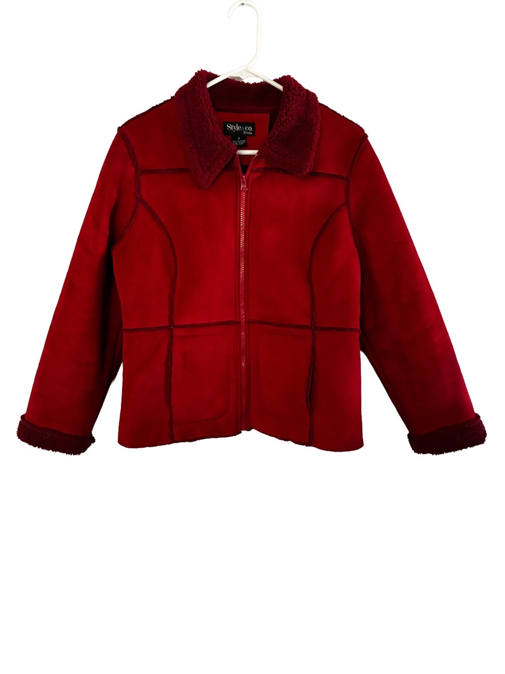 Ruby Red Faux Suede Sherpa Penny Lane Jacket – Women’s M ❤️
